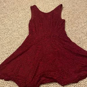 red floral pattern short dress.